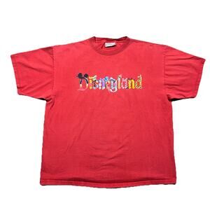 Vintage 90s Disney Mickey Mouse Shirt Size XL Red Disneyland USA Made Logo